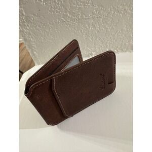 Suteni Brown Faux Leather Bifold Wallet Insert ID Window Card Holder